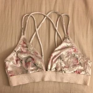 Floral Velvet Pink Bralette